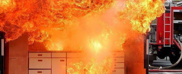 Fire on desk