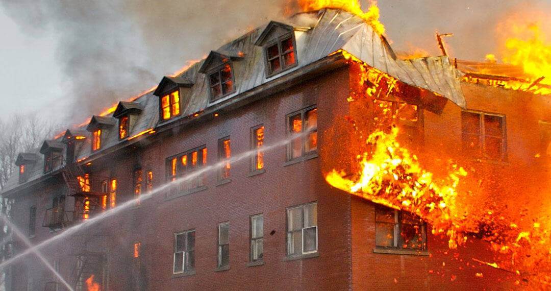 Housing on fire