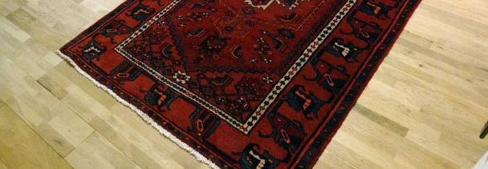 Area rug on wood floor