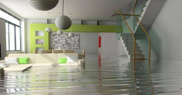 Flooded living room